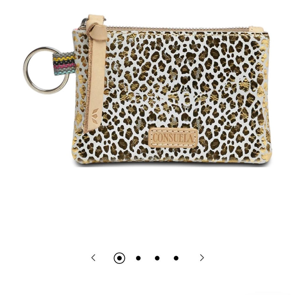 Consuela KIT design pouch gold with a lighter gold leopard print design on it